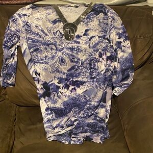 JM Collection Vivid Blue and Purple Tunic